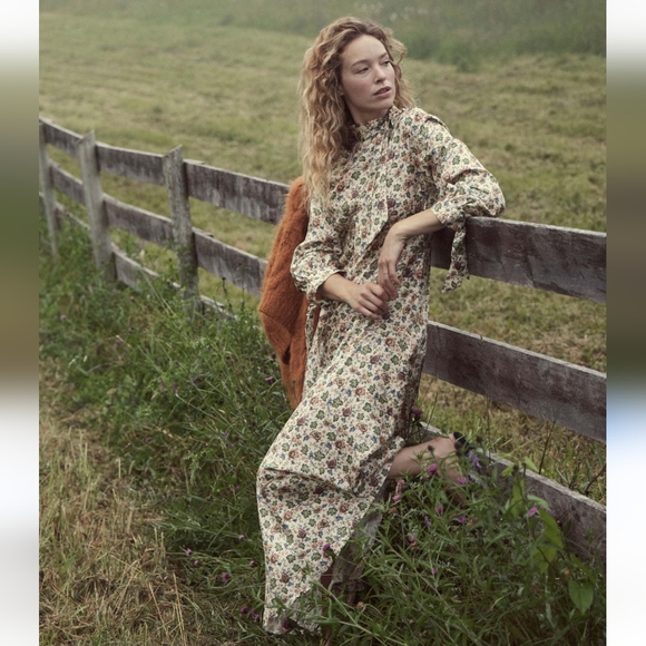 Doen Alda Dress Ivory Mulberry Vine Flora Size Small - Picture 2 of 11